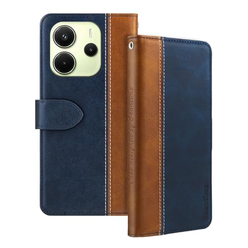 Shantime ���U�[�t���b�v�P�[�X Xiaomi Redmi Note 14 4G 164MM �Ƃ̌݊������� �J�[�h�z���_�[�t�� RFID�u���b�N �}�O�l�b�g�L�b�N�X�^���h �X�����t�B�b�g �r�W�l�X�ی�J�o�[(�u���[)