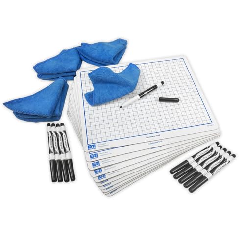 EAI Education Centimeter Grid Dry-Erase Boards: 9" x 12" Double-Sided Kit - 10 Pack