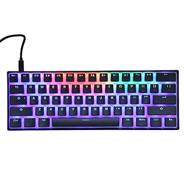 QESTO Nieuwe Mechanische Gaming Toetsenbord, 61Key Gaming Mechanische Toetsenbord Bedraad TypeC LED Backlight Computer Toetsenbord LED Backlight RGB Licht USB Toetsenbord