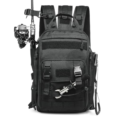 SUIKIHUM 35L Fishing Backpack Rod Holder, Oxford