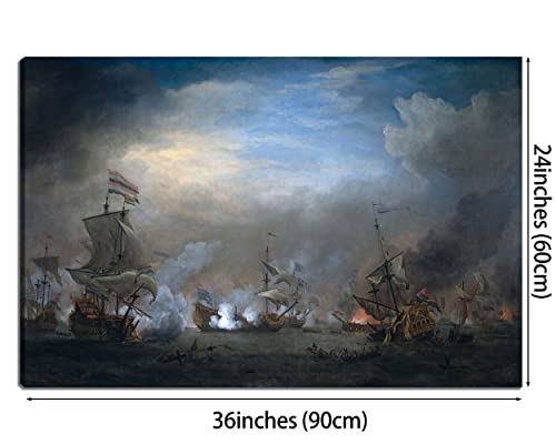 Nan Wind 1 Piece Historical Ship Naval Battle Prints Picture Landscape Wall Decor Paintings On Canvas Framed Ready To Hang For Home Decor Bedroom Decor #TOP1