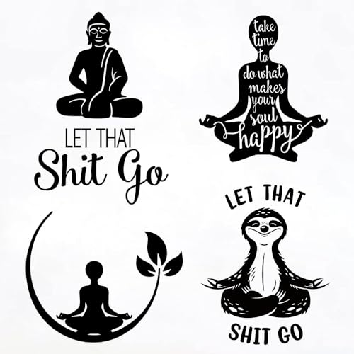 4PCS Meditation Room Wall Decals Quote Buddha Religious Yoga Wall Art Vinyl Hippie Bathroom Sticker Decor