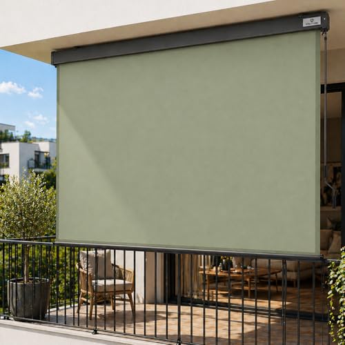 Strattore Store Vertical Extensible 180x250 cm Balcon Store Roulant Extérieur - Blocage des UV avec Manivelle et Cassette du Vent pour Balcon Terrasse Patio...