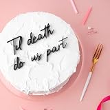 Till Death Do Us Party Cake Topper,Acrylic Black Wedding Cake Topper for Bachelorette Party Decorations,Wedding Party Decor