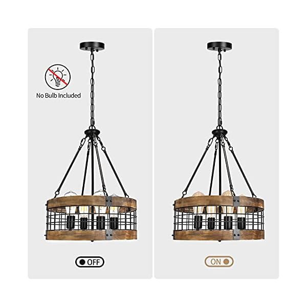   4-Light-Rustic-Chandelier-for-Entryway-Round-Farmhouse-Light-Fixtures-for-Dining-Room-Industrial-Drum-Hanging-Pendant-Lighting-for-Kitchen-Island-Nature-Wood-Texture-and-Black-Metal-Finish