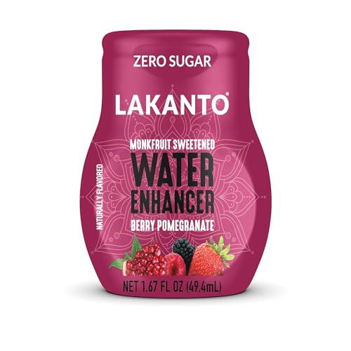 Lakanto Sugar Free Water Enhancer - Sweetened with Monk Fruit Sweetener and Erythritol, On the Go Liquid H2O Hydration, Zero Sugar, Naturally Flavored - Berry Pomegranate (1.67 fl oz - Pack of 1)