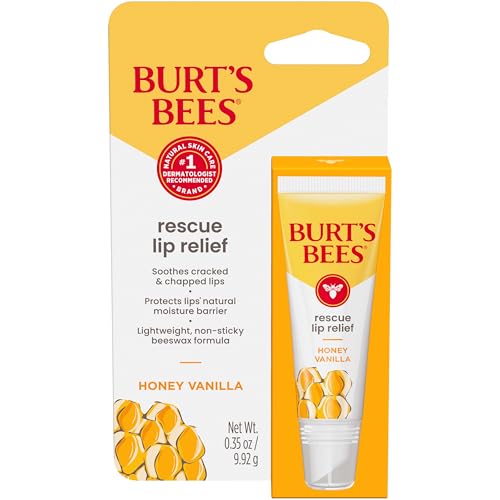 Burt's Bees Rescue Lip Relief, Honey Vanilla, Hydrating Lip Balm for Dry Cracked Lips, with Responsbily Sourced Beeswax and Shea Butter, 100% Natural Origin, 1 Squeezy Tube, 0.35oz