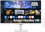 SAMSUNG Moniteur intelligent FHD VA de 27 pouces M5 60Hz 5ms HDMI avec applications Smart TV, mise en miroir d'écran, sécurité Samsung Knox et contenu gratuit illimité Blanc - (LS27FM501ENXZA) [Version Canada]