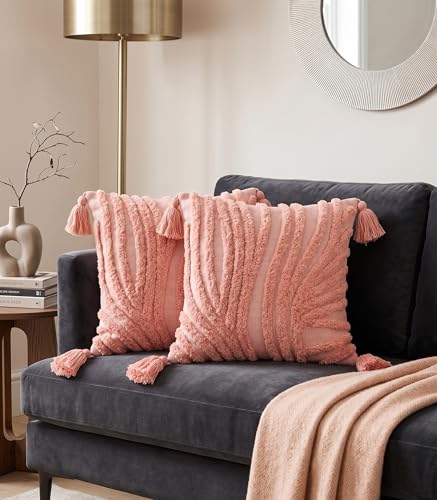 Image of Furnistitchs Premium Decorative Throw Cushion Pillow Cover Boho Home Decor - Living Room Bedroom Couch Sofa Cushion Covers 16 inch x 16 inch (2, Multicolor Bands)