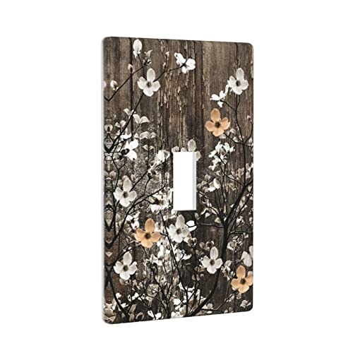 Rustic Vintage Floral Light Switch Cover Wall Plate Decorative 1 Gang Single Toggle Switchplate Modern Farmhouse Faceplate For Kitchen Home Room Decor 2.7 X 4.5 #TOP1
