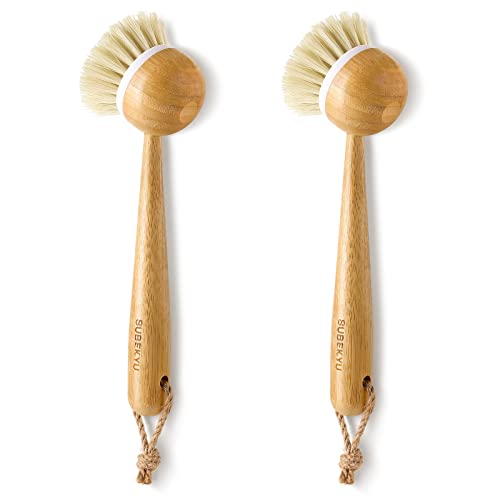 SUBEKYU Bamboo Dish Brush with Sisal Bristles