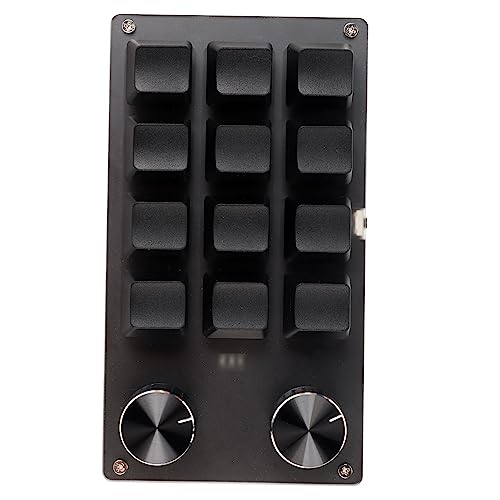 Mini clavier macro USB rouge à 12 touches et 2 boutons rotatifs programmables