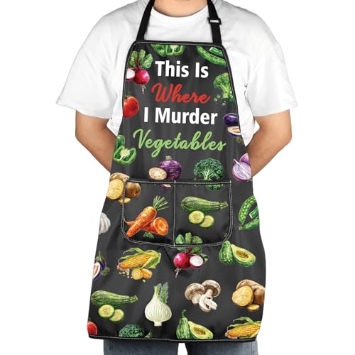 Cadeau végétarien original tablier de cuisine avec poche humour noir