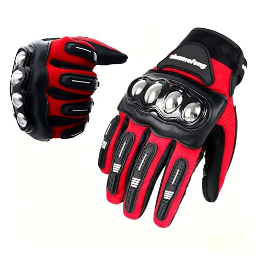 shamofeng Alloy Steel Knuckle Motorcycle Gloves Touchscreen Anti-Slip Motocross Dirt Bike Racing Glove