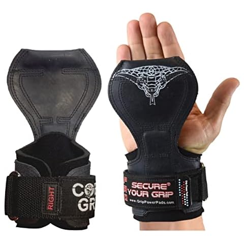 Cobra Grips PRO Weight Lifting Gloves Heavy Duty Straps Alternative to Power Lifting Hooks for Deadlifts with Built in Adjustable Neoprene Padded Wrist Wrap Support Bodybuilding Cover