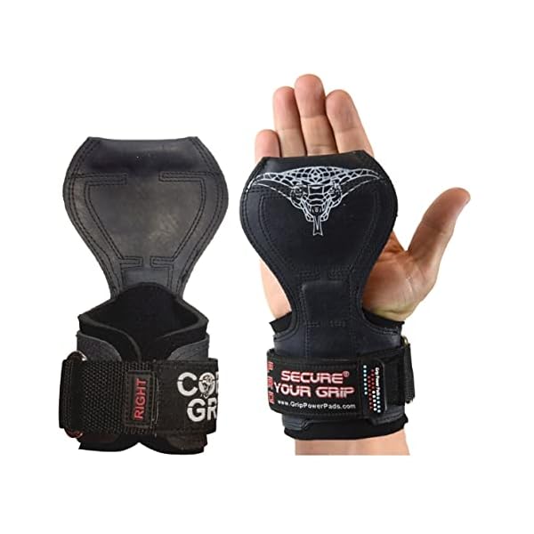 Cobra Grips Weight Lifting Gloves with Adjustable Neoprene Padded Wrist Wraps - Heavy Duty Alternative to Power Lifting Hooks for Deadlifts