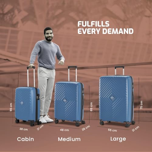 Image of VIP Polypropylene (PP) Quad Active Cabin 55 Cm (Small) 8 Spinner Wheels Trolley Bags for Travel, Hard Case Lightweight Bag with Combination Lock (Taupe Blue, Cabin | 55 cm | Small)
