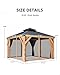 GarveeLife Hard top Wood Gazebo 10 ft x10 ft for All Weather, with Double Metal Roof, Heavy Duty Wooden Frame, Net, and Curtain, Permanent Building for Patio, Deck, Backyard, Lawn, and Garden, Khaki