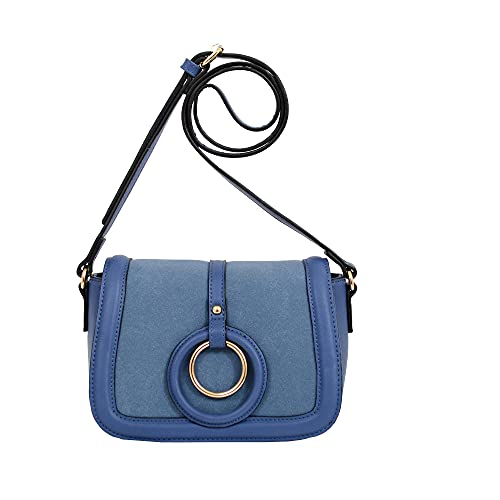 Mellow World Women Two-Tone with Circular Pendant Messenger Crossbody Shoulder Bag2