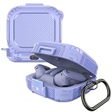 Miimall for Beats Powerbeats Pro 2 ケース 安全バックル&ロック機能付き 防滑落 耐衝撃 傷防止 カラビナ付き ワイヤレス充電対応 薄型 スリム 防水カバー 男女兼用 パワービーツプロ2 対応保護カバー（パープル）