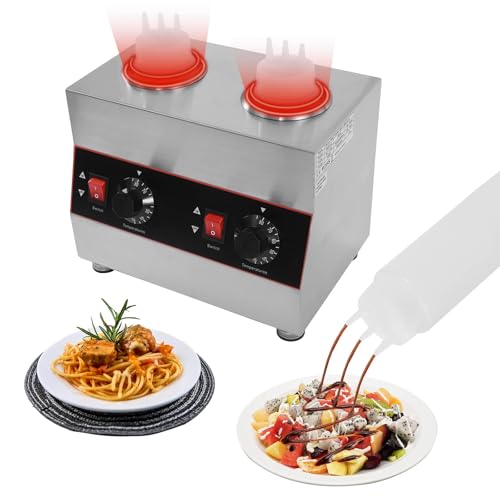 asdchZen Dispensador Eléctrico De Salsas con Calentador, De Acero Inoxidable, para Conservar El Calor En Curry, Mantequilla Y Dulce De Leche. Rango De Temperatura: 30-85 °C/86-185 °F. 2 Rejillas.