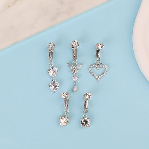 5Pcs Gold Fake Belly Piercing Fake Belly Ring for Women Fake Belly Button Piercing Clip On Belly Button Rings Fake Navel Ring Non Piercing4