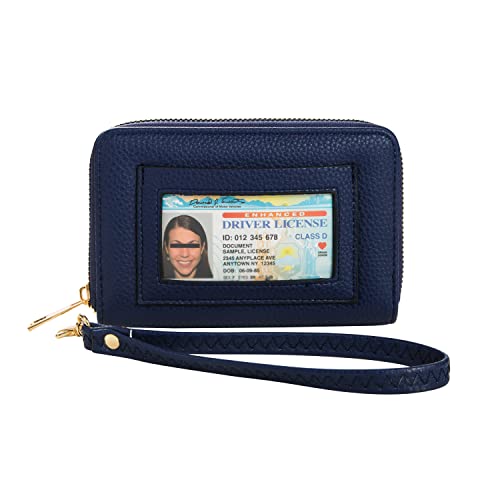 Facai RFID Credit Card Holder for Women - Small Wallet Women with ID Window - Card Holder Wallet Navy