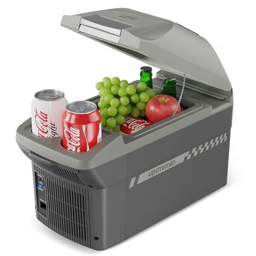 Upstreman Electric Cooler & Warmer 10QT(9L) Capacity, Thermoelectric Car Fridge with Shoulder Strap, Plug In 12V DC Portable Car Food Warmer and Cooler for Travel, Camping, Picnic-AR09