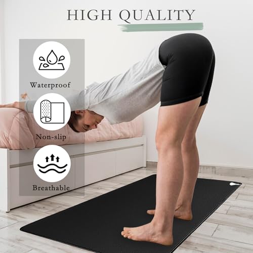 Image of Grounding Mat with 15ft Cord, Ultra Soft PU Leather, Relieve Anxiety and Pain, 11.8x39inches, Black