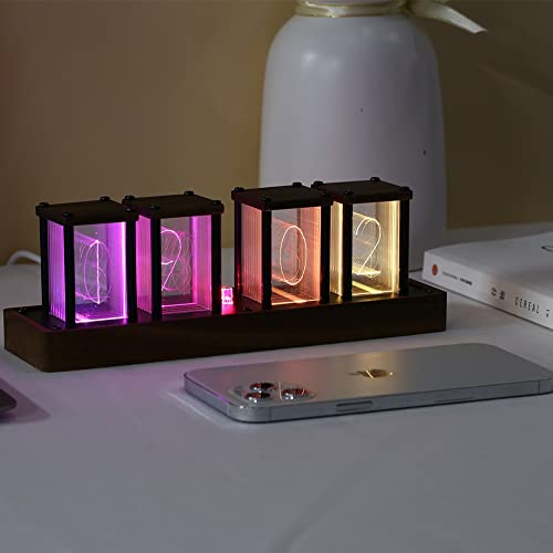 Adventurers Nixie Tube Clock , Digital Tube Desk Clock, Retro Modern Wooden Clock, Led Digital Clock, Full Color Custom Rgb And 12/24H Display, The To Decorate The Room (4 Numbers) #TOP10