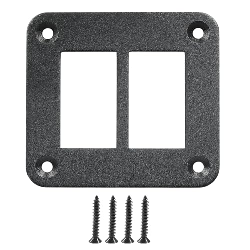 PHITUODA 2 Gang Rocker Switch Panel Housing Holder, Rocker Toggle Switch Aluminum Housing Bracket with Screw, Black Waterproof Anodized Aluminium Panel for Car Boat Trailer RV SUV ATV UTV
