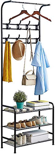 Garderobenständer, Kleiderständer Garderobe Metall mit Schuhregal 3...