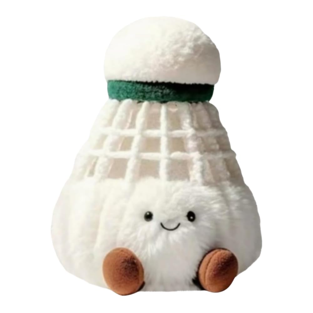 XIYUAN 15cm Cute Badminton Plush Doll Keychain - Soft Smile Stuffed Toy Pillow, Badminton Keychain Friend Gifts (Style A)