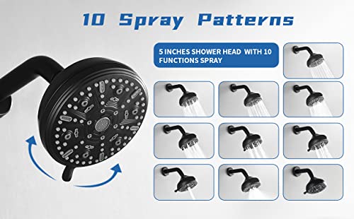 Image of 3 Handles Shower Faucet Set with Tub Spout Bathtub Shower Faucets Combo Set Shower System Complete Tub and Shower Trim Kit Shower Fixtures Matte Black