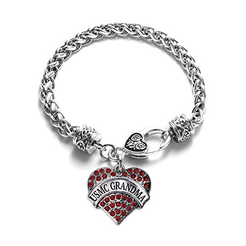 Silver Pave Heart Charm Bracelet For Grandma