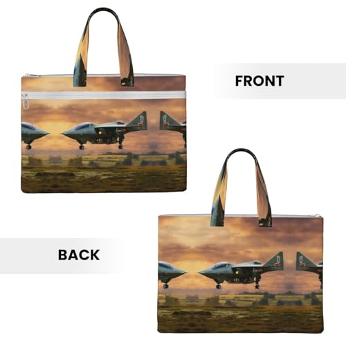 Aircraft Fighter Jets Canvas Document Bag Briefcase For Professionals And Executives3