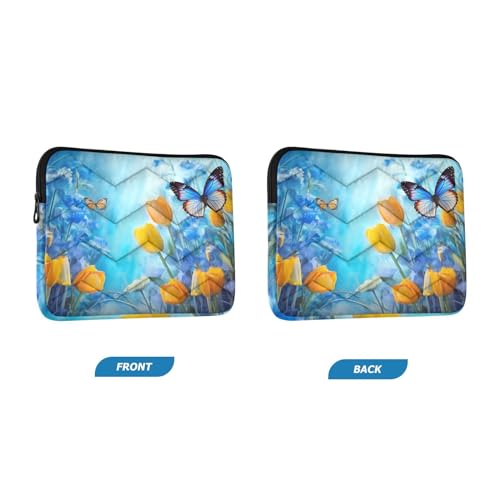Funda para laptop 13-14 pulgadas azul con mariposas impermeable miniatura 2