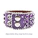 EVERBLTING Crown Rhinestone Bracelets For Men And Women, Leather Cuff Bracelet, Punk Bracelet, Studded Wristband, Fashion Bracelet, Adjustable Silver Leather Wristband (Purple)