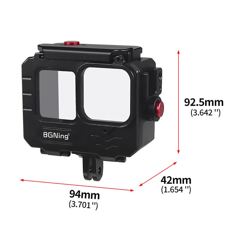 BGNing Aluminum Alloy 80m Waterproof Housing Case Diving Case for 12 11 10 9 Action Camera Underwater Vlog Shell Protective Frame (Standard Combo B)