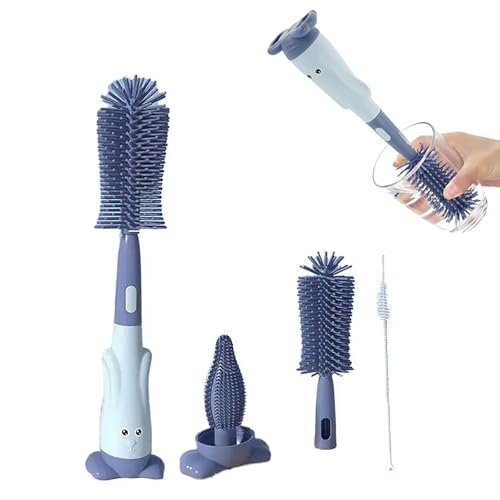 ToolHouse 3 in 1 Baby Bottle Brushes Silicone Bottle Brush Bottle Cleaning Brushes Straw Brush Set for Baby Bottles Cups and Straws