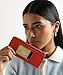 Leatherboss Genuine Leather Women's All in One Credit Business Card Case Holder Slim Zipper Wallet With a Card Protection Strap, Red
