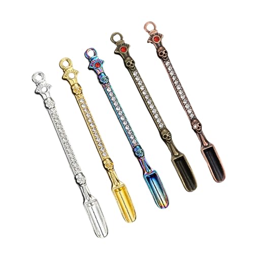 Minilöffel 5 Stück Mini Pulver Löffel, Zinklegierung Medizinlöffel Schaufel, Mini-Löffel, Kleine Skelett Pulverschaufel Spoon mit Diamant, für...