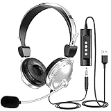 🎧【CONECTAR Y REPRODUCIR Y COMPATIBILIDAD AMPLIA】: El conector de 3,5 mm / auriculares USB no necesita controladores, que se conectan directamente a un dispositivo compatible con USB. Adecuado para computadoras, laptops, PC, Mac, Microsoft Lync, Cisco, Skype y la mayoría de las plataformas UC líderes