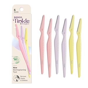 Tinkle Everglow Dermaplane Razor (6 ct), Eyebrow Razor & Face Razors for Women, Peach Fuzz Remover, Dermaplaning Tool, Stainless Steel Blades, Stocking Stuffers