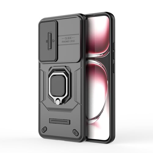 Image of TPU+PC Camshield Pro Case With Slide Camera Protection And Ring Stand Bumper Back Case Cover For Oppo Reno 12 Pro 5G (Black)