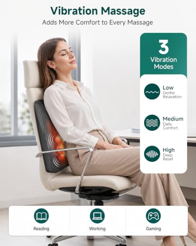 Image of Snailax 4D Shiatsu Back Massager with Heat, Deep Tissue Neck Massager