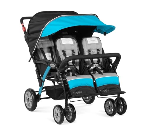 Gaggle by Foundations Compass Quad Stroller - 4 Seat Stroller Wagon for Daycare & Preschool | Foldable, UV Canopy, 5-Point Harness, Large Storage -...