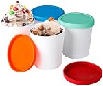Ice Cream Containers for Homemade (4 Pack - 1 Quart Each), Reusable PP Plastic Ice Cream Storage Containers for Freezer, Leak-Free Ice Cream Containers with Silicone Lids