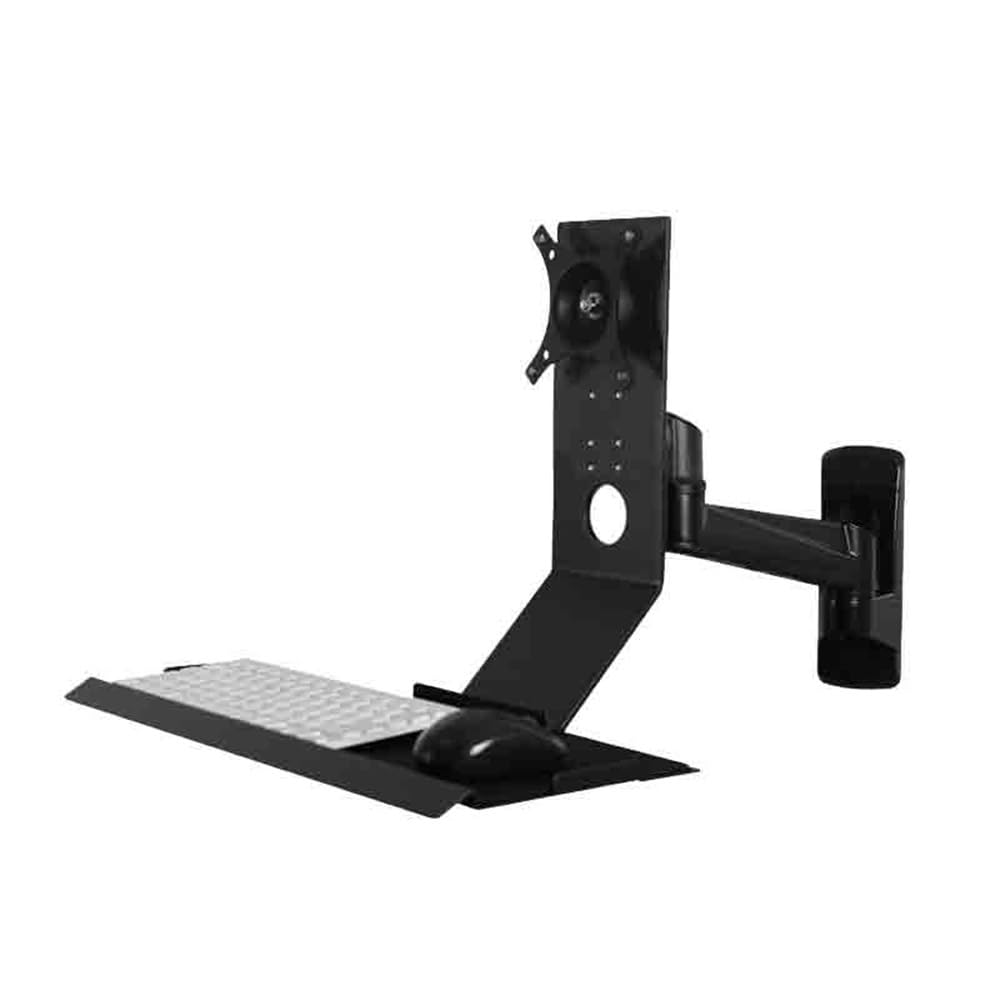 Aioneer Monitor Arm Single Arm Black Monitor Stand Arm With Engineered Tray Non-Folding Monitor Mount Arm