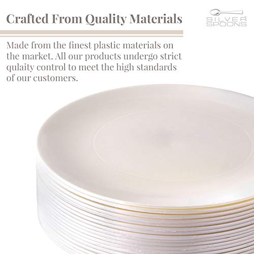 Modern Design Disposable Plastic Salad Plates For Party (10 Pc) Heavy Duty Disposable Dinner Set 9”, Fine China Look Plastic Dishes, Great For Baby Showers, Weddings, Birthdays, And Events, Cream #TOP3
